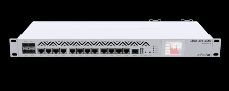 CCR1036-12G-4S — Cloud Core Router 36 cœurs Tilera avec 12 ports Gigabit et 4 SFP. MikroTik distribué par UBSM au Maroc.
