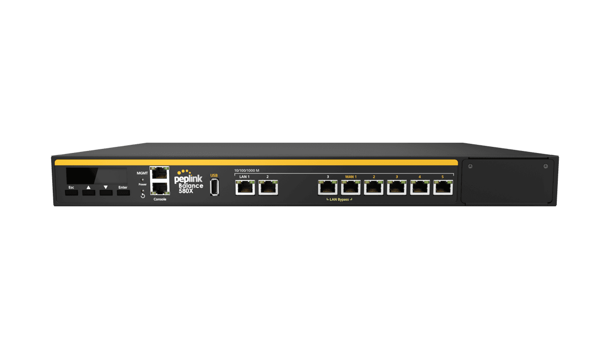 Balance 580X — SD-WAN haute performance 5 WAN, 1 Gbps SpeedFusion. Distribué par UBSM au Maroc.