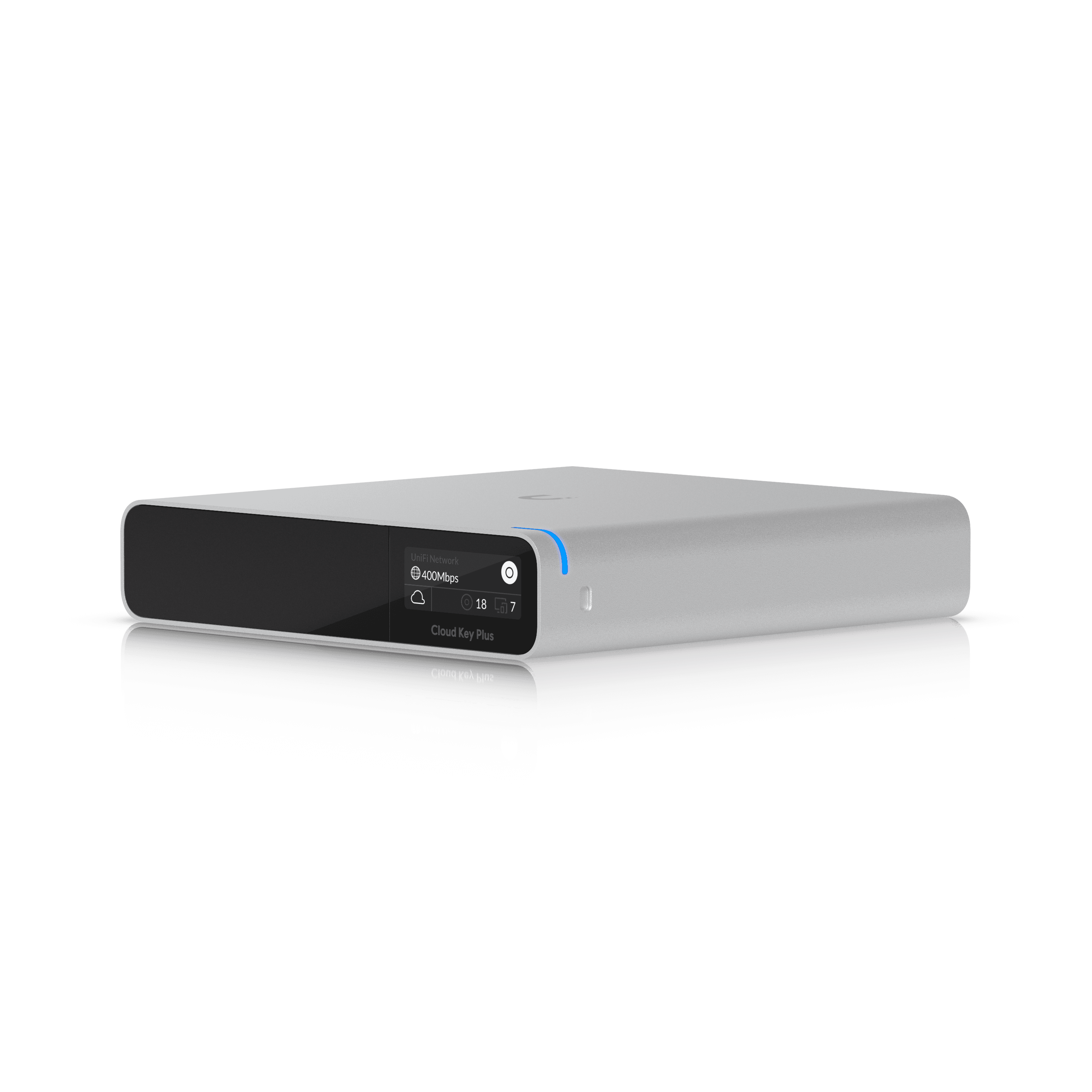 UniFi Cloud Key Gen2 Plus — Contrôleur UniFi tout-en-un avec écran et enregistrement NVR. Disponible chez UBSM, distributeur Ubiquiti au Maroc.