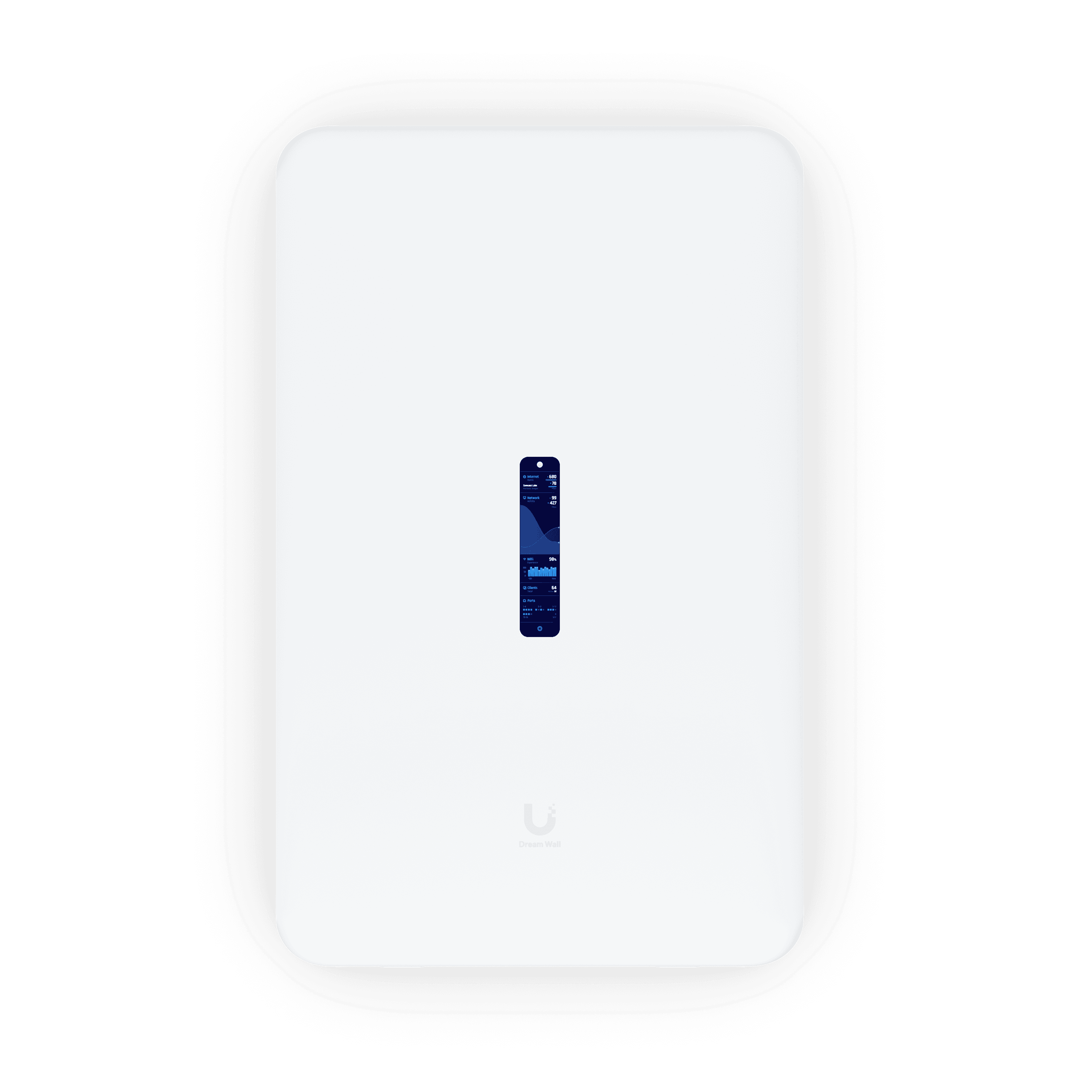 UniFi Dream Wall — Solution murale tout-en-un avec écran tactile, switch PoE et Wi-Fi 6. Disponible chez UBSM, distributeur Ubiquiti au Maroc.