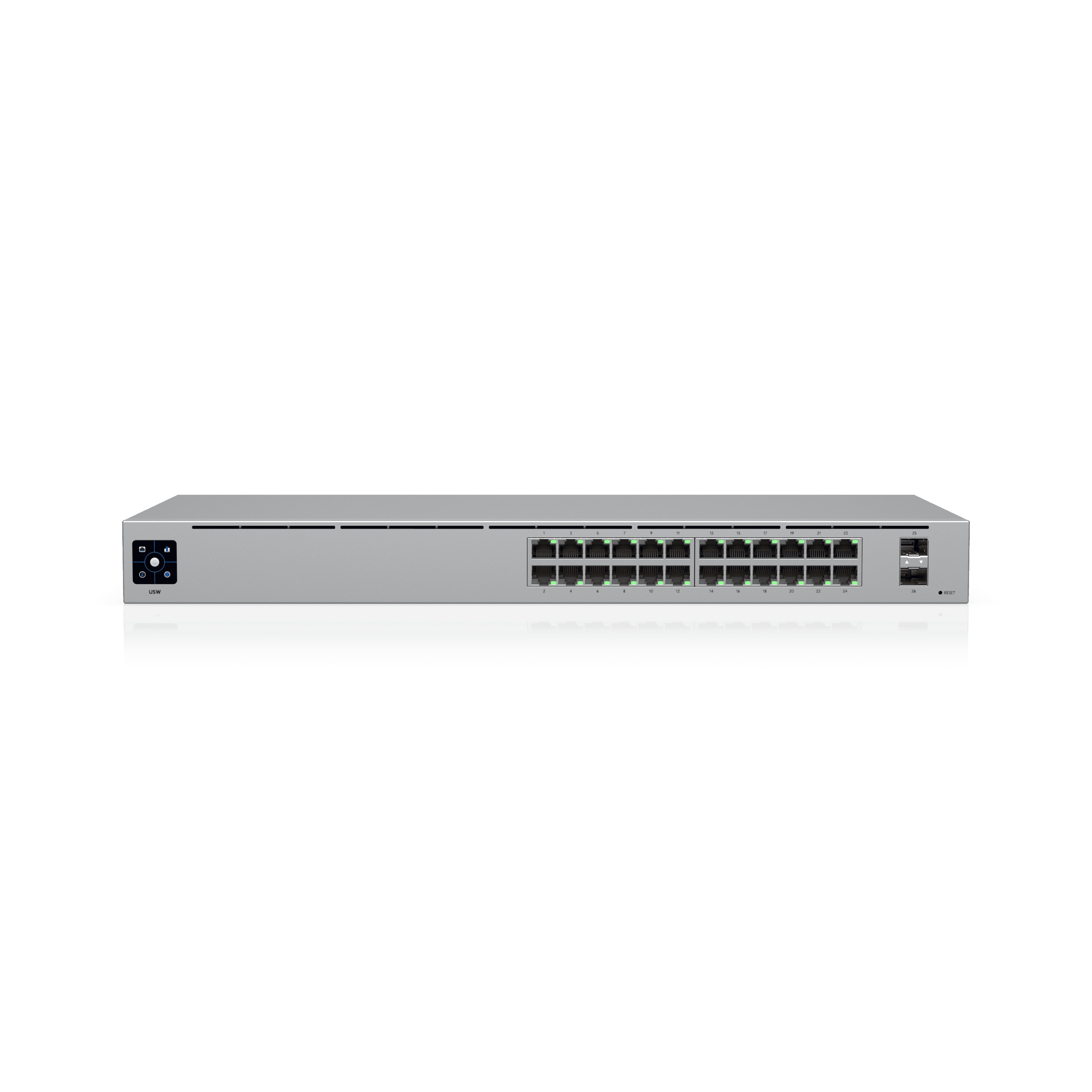 UniFi Switch Standard 24 — Switch 24 ports gigabit, 2 SFP, managé Layer 2. Disponible chez UBSM, distributeur Ubiquiti au Maroc.