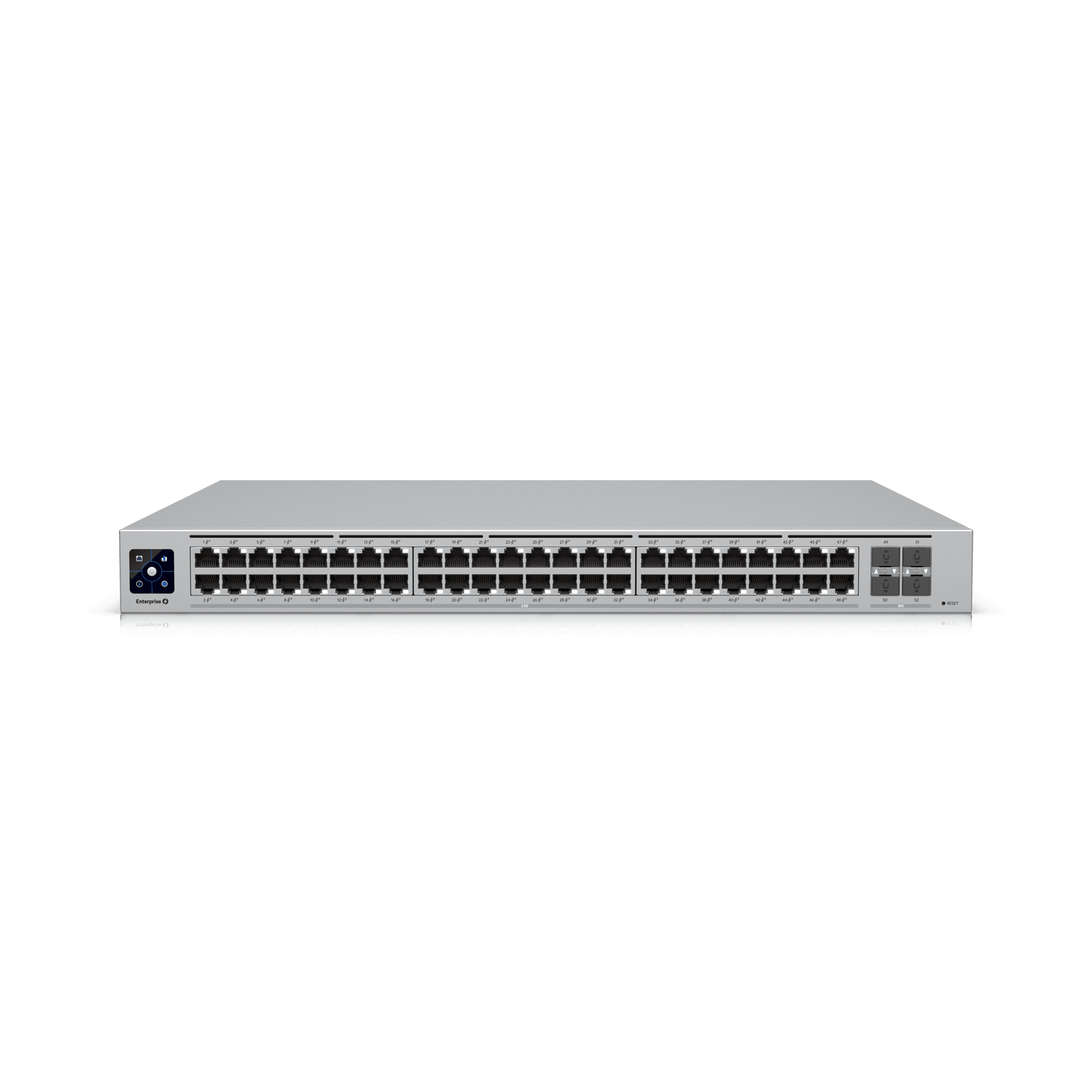 UniFi Switch Enterprise 48 PoE — Switch 48 ports 2,5 GbE PoE++ Layer 3 avec uplinks 10G. Disponible chez UBSM, distributeur Ubiquiti au Maroc.