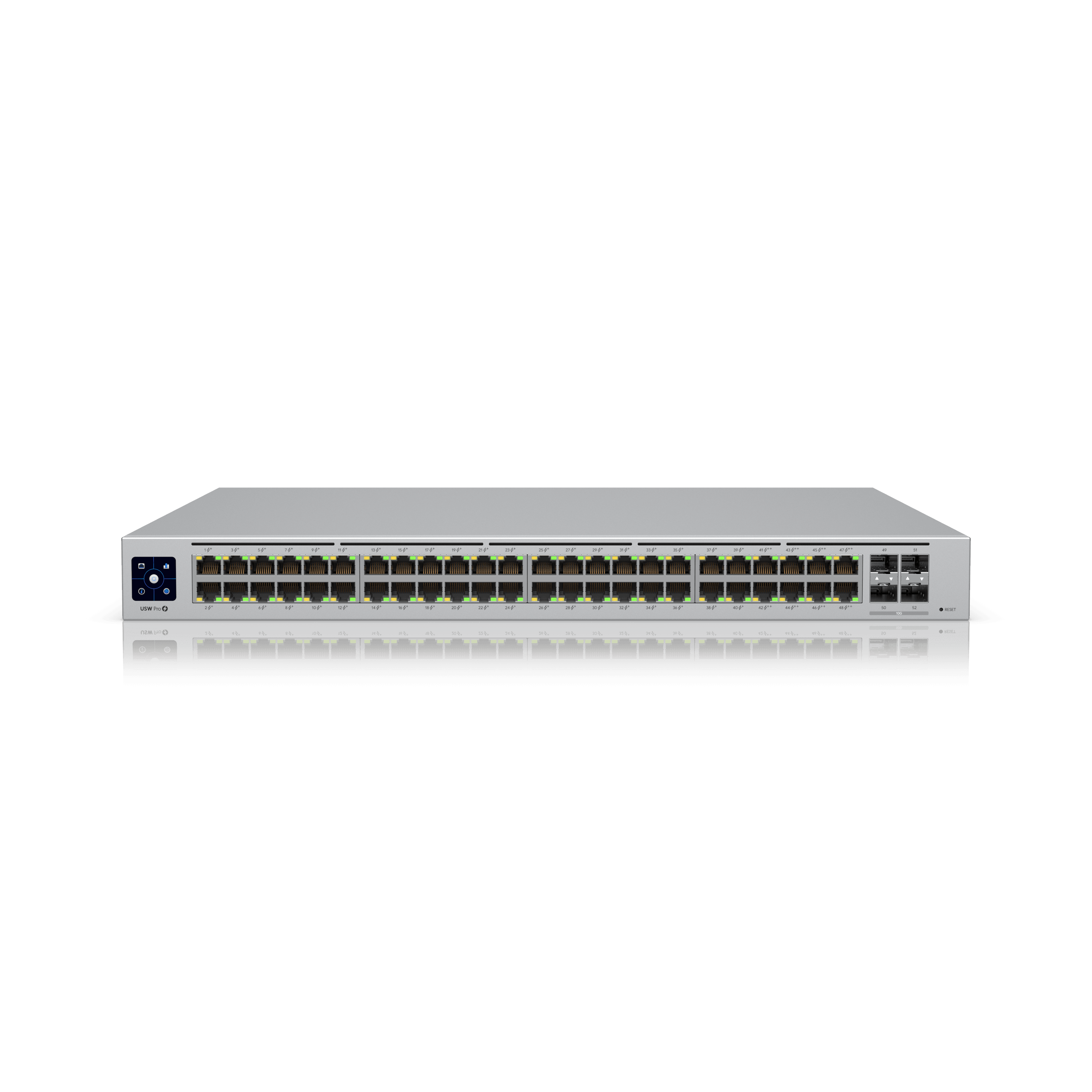 UniFi Switch Pro 48 PoE — Switch 48 ports PoE+ Layer 3, 4 SFP+ 10G, budget 600W. Disponible chez UBSM, distributeur Ubiquiti au Maroc.