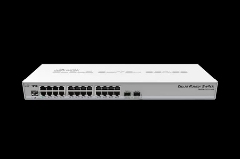 CRS326-24G-2S+RM — Switch L3 CRS326-24G-2S+RM — Switch managé 24 GbE + 2 SFP+ 10G, dual-OS SwitchOS/RouterOS. Distribué par UBSM au Maroc.