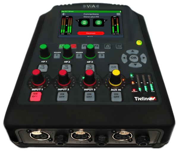 Tieline ViA — Codec Portable Tieline ViA — Codec portable avec écran tactile Android pour radiodiffusion terrain. Distribué par UBSM au Maroc.