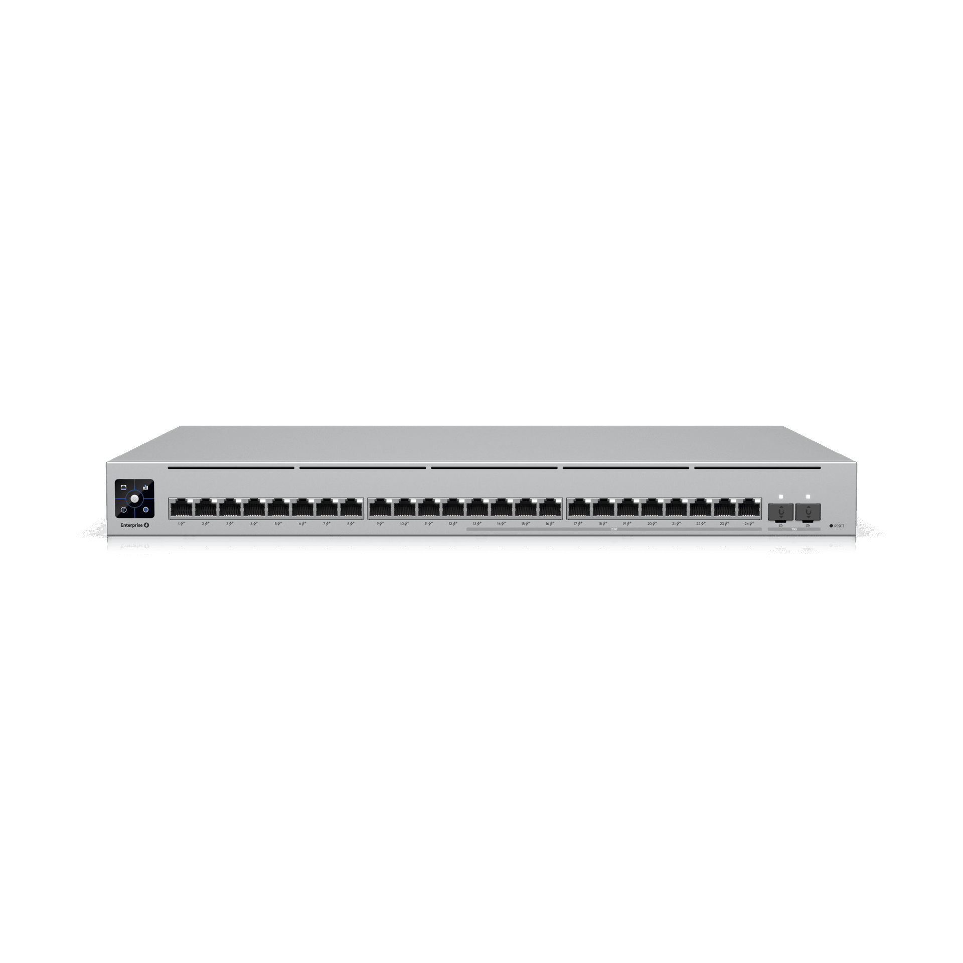 USW Enterprise 24 PoE — Switching L3 USW Enterprise 24 PoE — Switch managé 24 ports PoE+ Layer 3 avec 2 ports SFP+ 10G. Distribué par UBSM au Maroc.