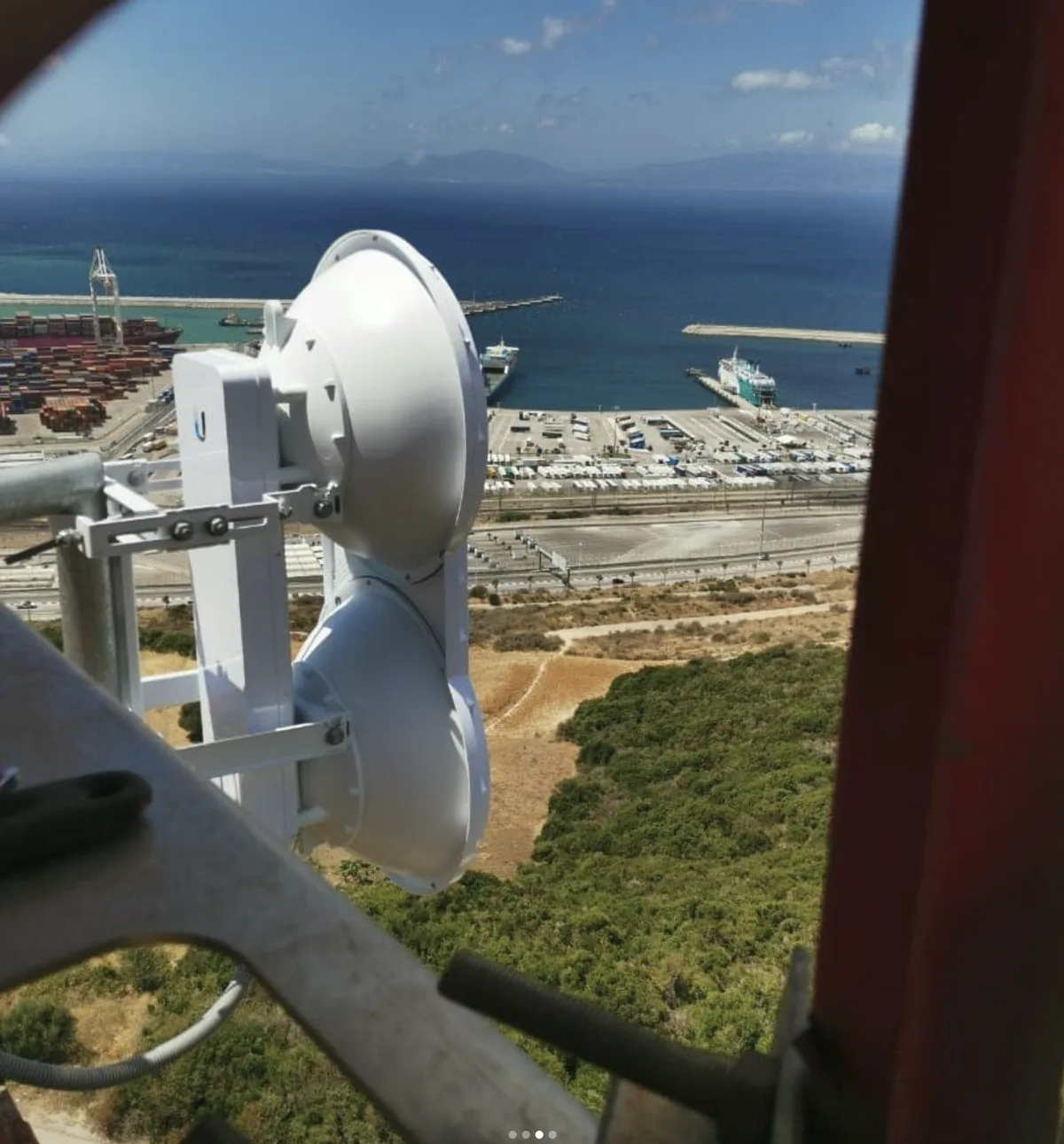 Vue depuis pylône Ubiquiti sur les terminaux conteneurs du port Tanger Med